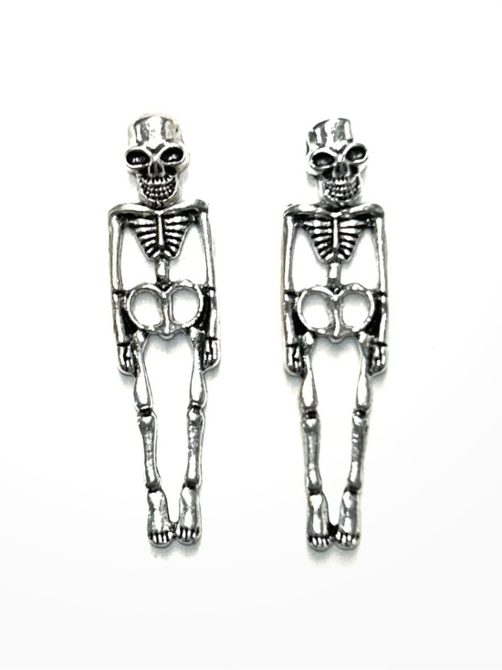 Silver Skeleton Dangle Earrings